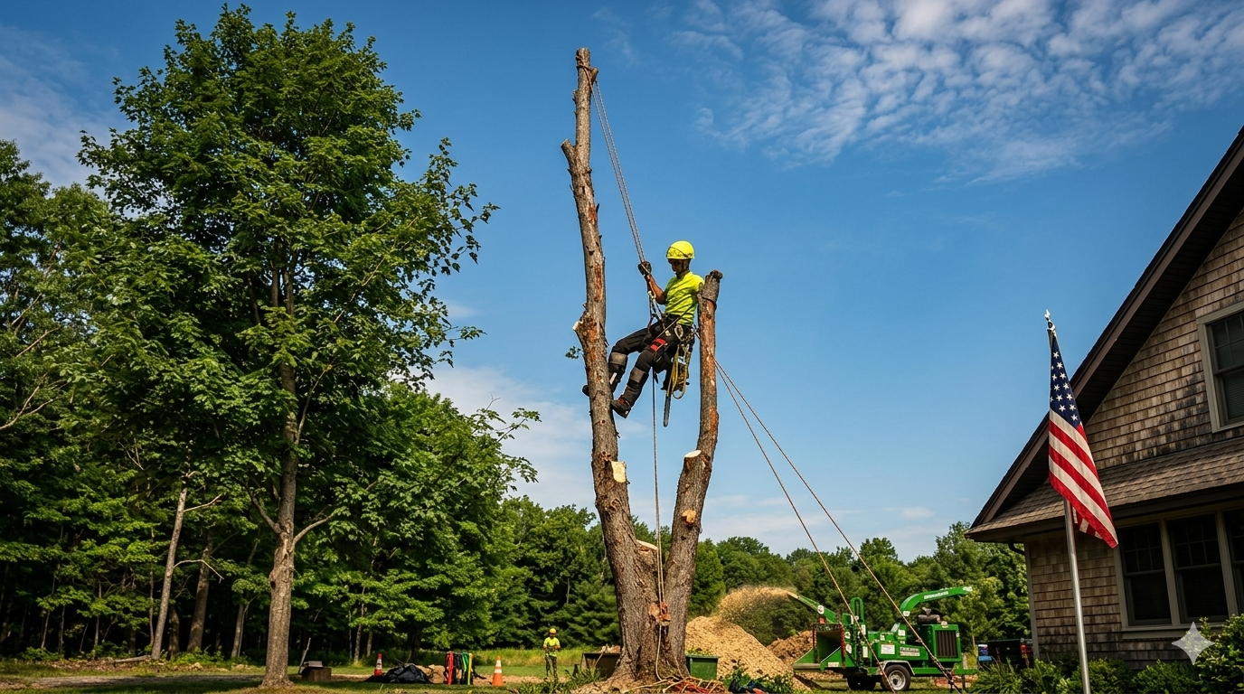 Close‑up of professional tree cabling hardware